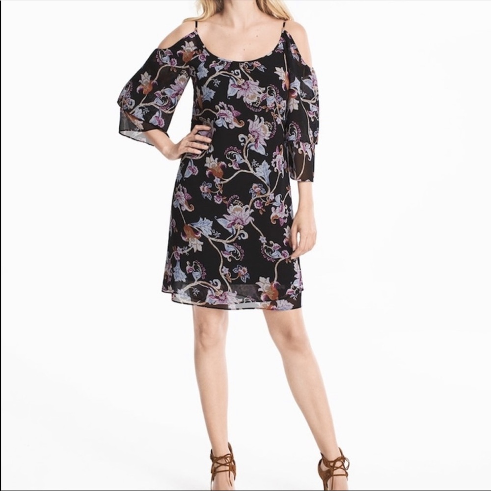WHBM floral cold shoulder dress